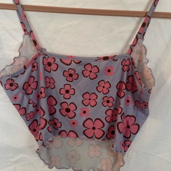 Groovy Floral Crop Top Tank - Picture 3 of 3